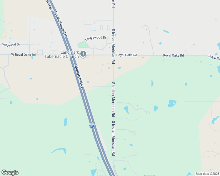 map of restaurants, bars, coffee shops, grocery stores, and more near South Indian Meridian Road in Pauls Valley