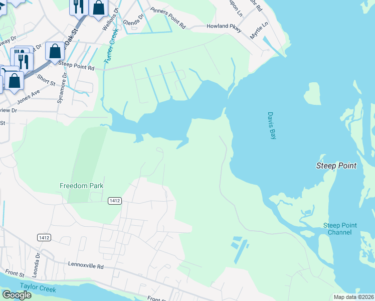 map of restaurants, bars, coffee shops, grocery stores, and more near in Beaufort