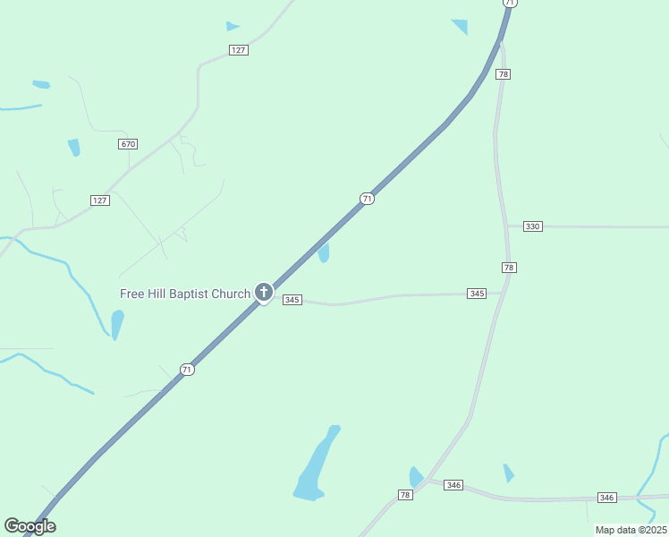 map of restaurants, bars, coffee shops, grocery stores, and more near 251 County Road 345 in Pisgah