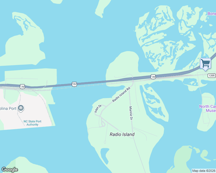 map of restaurants, bars, coffee shops, grocery stores, and more near 108 State Road 1205 in Beaufort