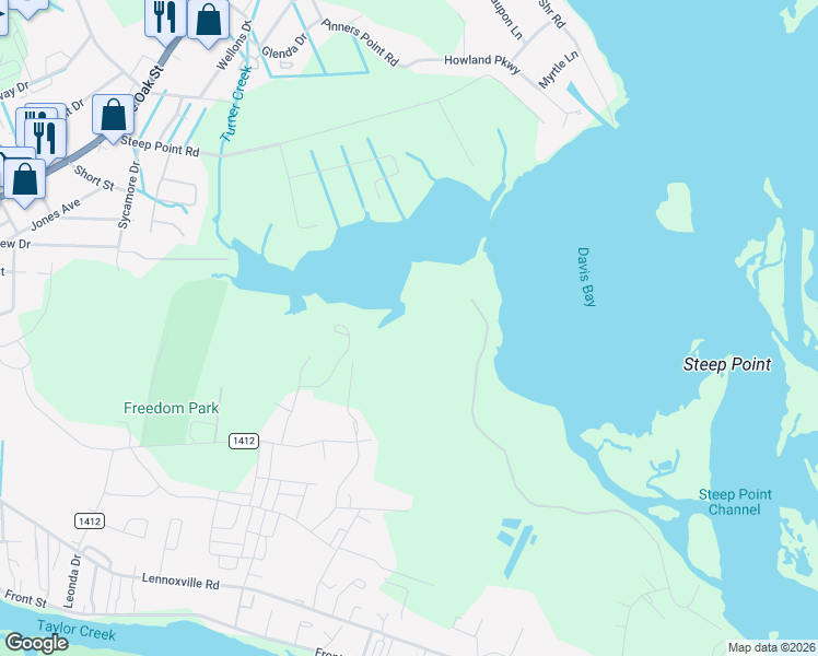 map of restaurants, bars, coffee shops, grocery stores, and more near in Beaufort
