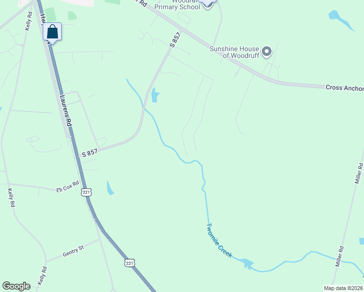 map of restaurants, bars, coffee shops, grocery stores, and more near 202 Old Timber Road in Woodruff