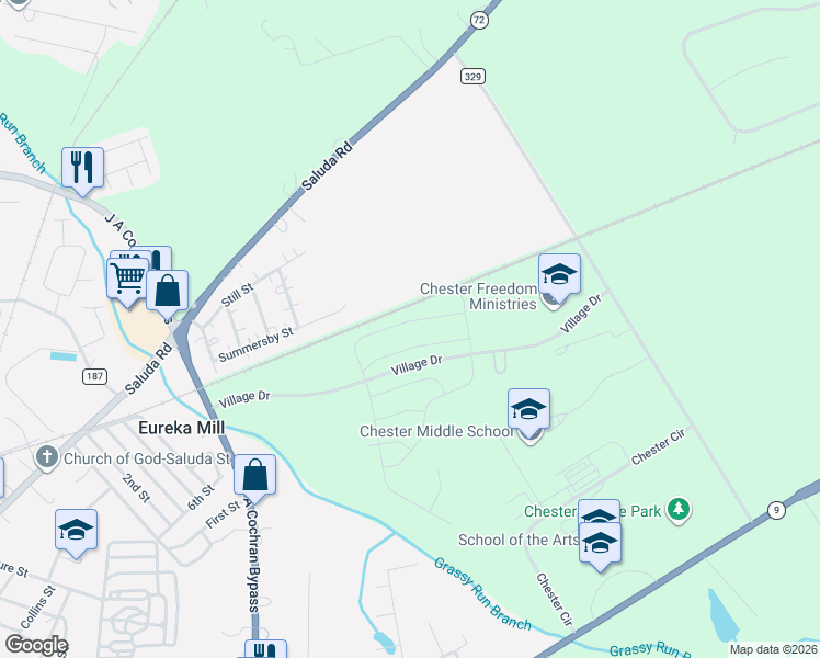 map of restaurants, bars, coffee shops, grocery stores, and more near in Eureka Mill