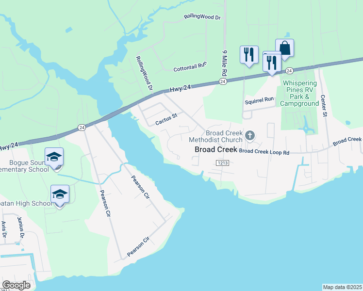 map of restaurants, bars, coffee shops, grocery stores, and more near 116 Mallard Court in Newport