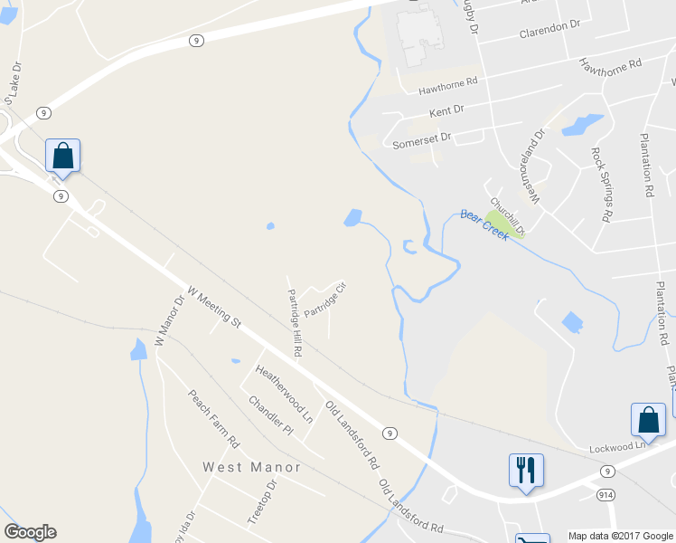 map of restaurants, bars, coffee shops, grocery stores, and more near 1676 Partridge Circle in Lancaster