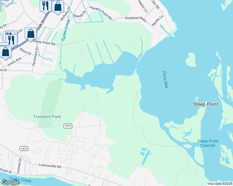map of restaurants, bars, coffee shops, grocery stores, and more near in Beaufort