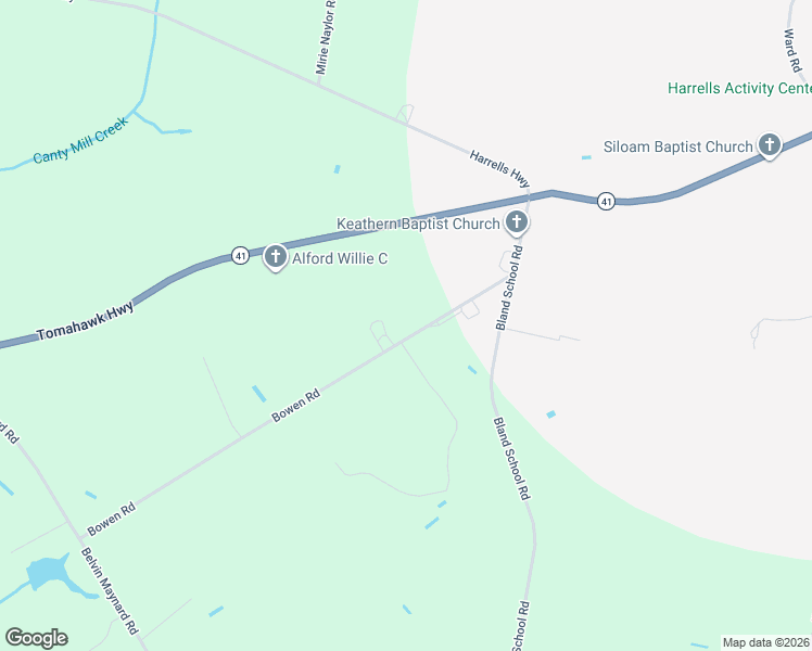 map of restaurants, bars, coffee shops, grocery stores, and more near 281-523 Bowen Road in Harrells