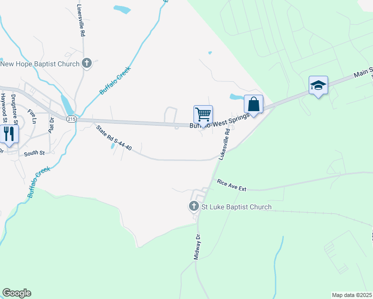 map of restaurants, bars, coffee shops, grocery stores, and more near 279 State Road S-44-40 in Buffalo