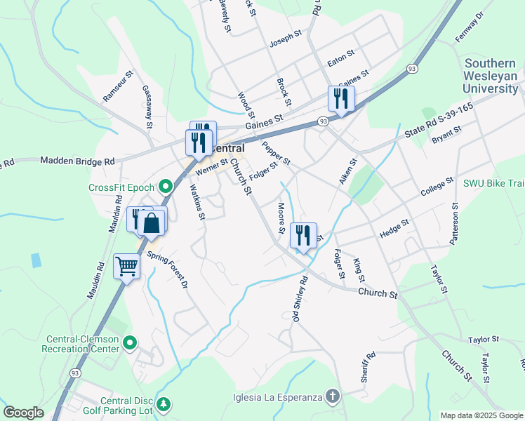 map of restaurants, bars, coffee shops, grocery stores, and more near 501 Church Street in Central