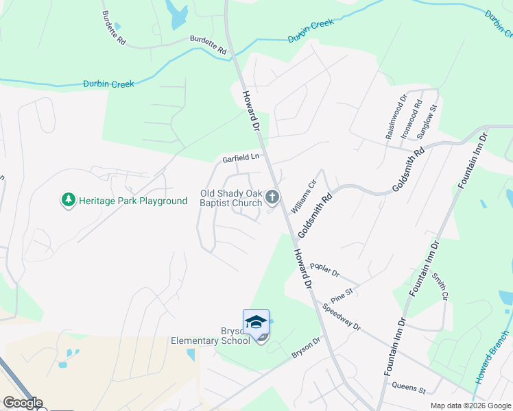 map of restaurants, bars, coffee shops, grocery stores, and more near 23 Burge Court in Simpsonville