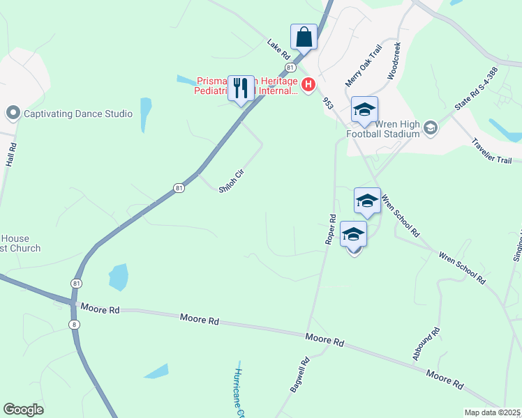 map of restaurants, bars, coffee shops, grocery stores, and more near 131 Magnolia Farms way in Piedmont