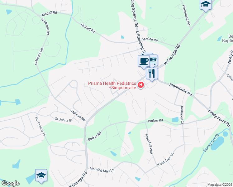 map of restaurants, bars, coffee shops, grocery stores, and more near 324 Rilman Way in Simpsonville