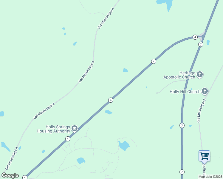 map of restaurants, bars, coffee shops, grocery stores, and more near 466 Mississippi 4 in Holly Springs