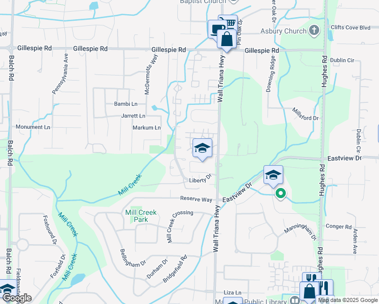 map of restaurants, bars, coffee shops, grocery stores, and more near 107 Jodi Drive in Madison