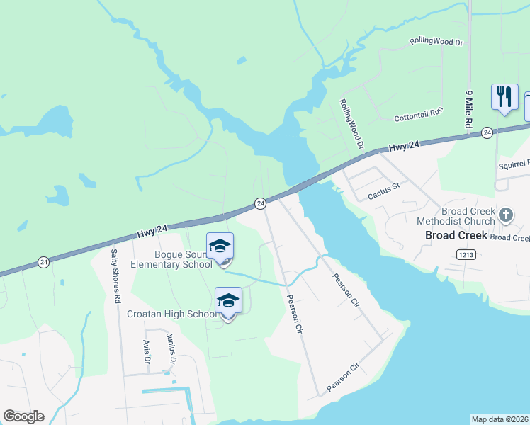 map of restaurants, bars, coffee shops, grocery stores, and more near 799 Pearson Cir in Newport