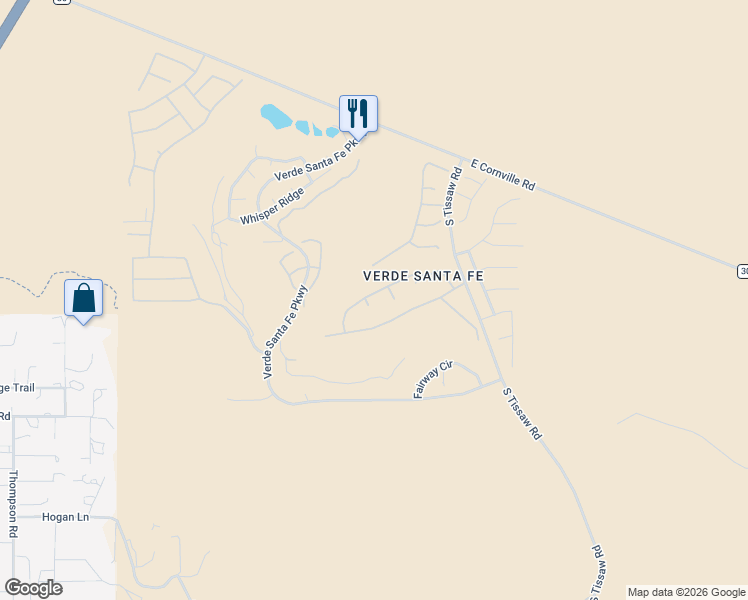 map of restaurants, bars, coffee shops, grocery stores, and more near 5925 East Sunset Point Drive in Cornville