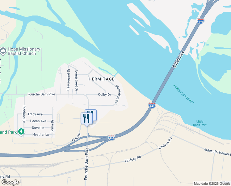 map of restaurants, bars, coffee shops, grocery stores, and more near 30 Colby Dr in Little Rock
