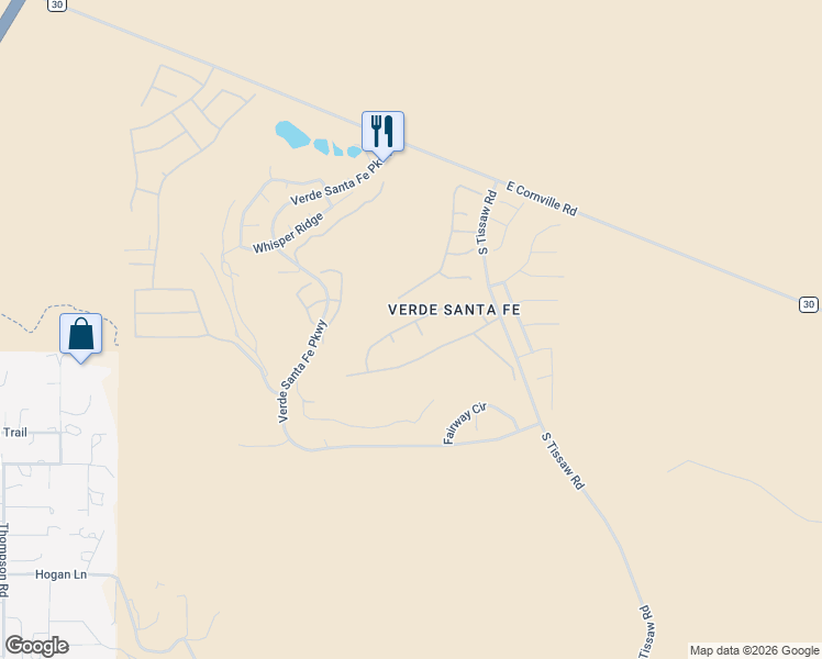 map of restaurants, bars, coffee shops, grocery stores, and more near 5925 East Sunset Point Drive in Cornville