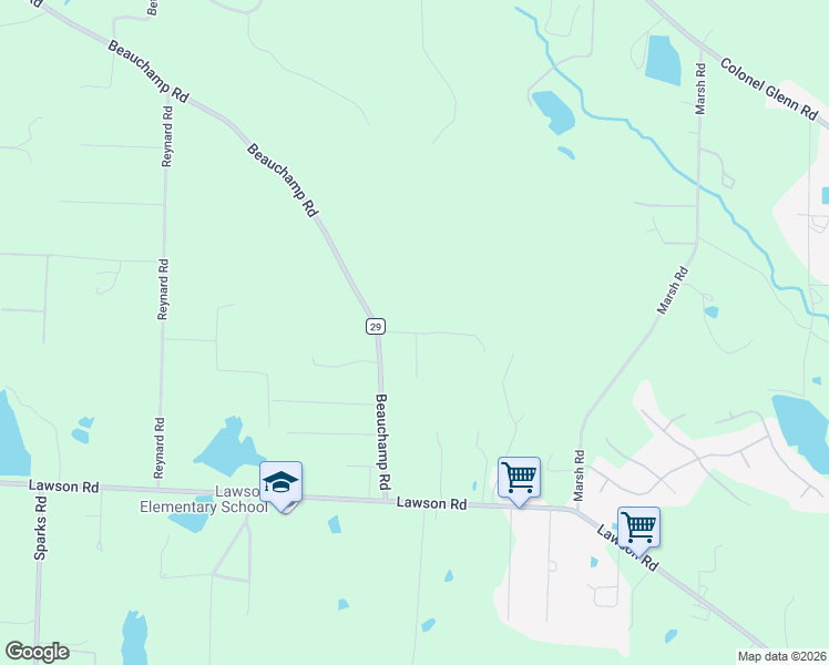 map of restaurants, bars, coffee shops, grocery stores, and more near 19533 Vickie Lane in Little Rock