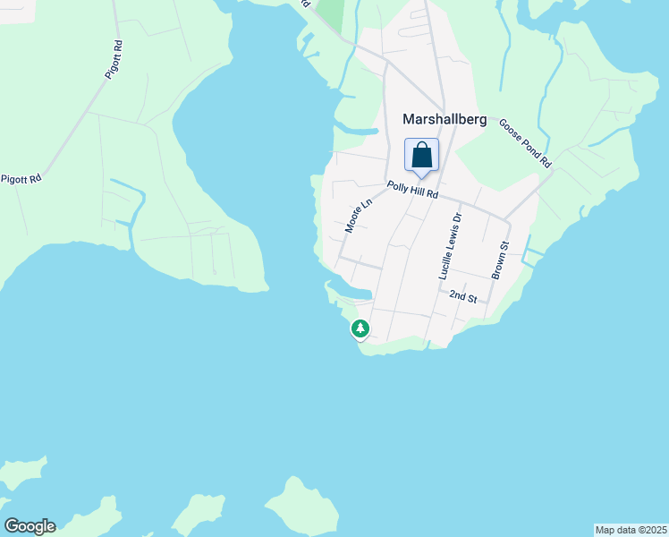 map of restaurants, bars, coffee shops, grocery stores, and more near 200 Moore Lane in Marshallberg