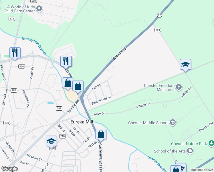 map of restaurants, bars, coffee shops, grocery stores, and more near 640 Still Street in Chester
