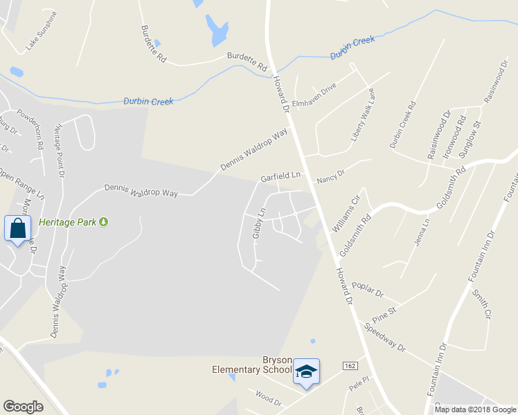 map of restaurants, bars, coffee shops, grocery stores, and more near 305 Gibby Lane in Simpsonville