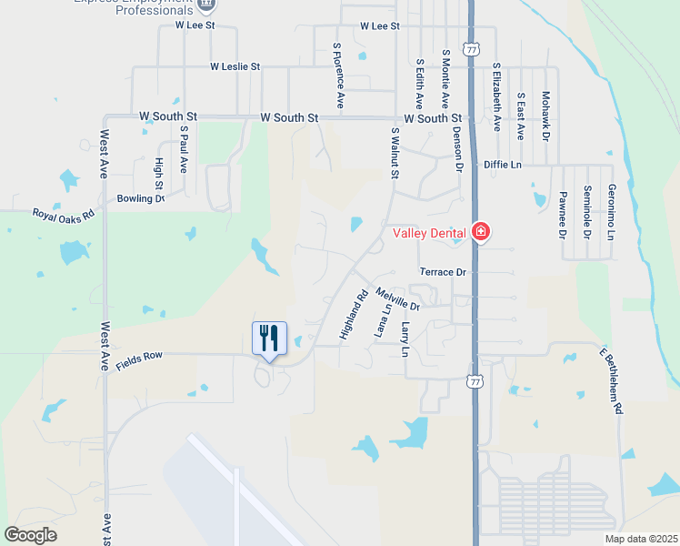 map of restaurants, bars, coffee shops, grocery stores, and more near 1705 South Walnut Street in Pauls Valley