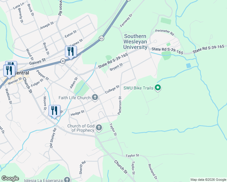 map of restaurants, bars, coffee shops, grocery stores, and more near 416 College Street in Central