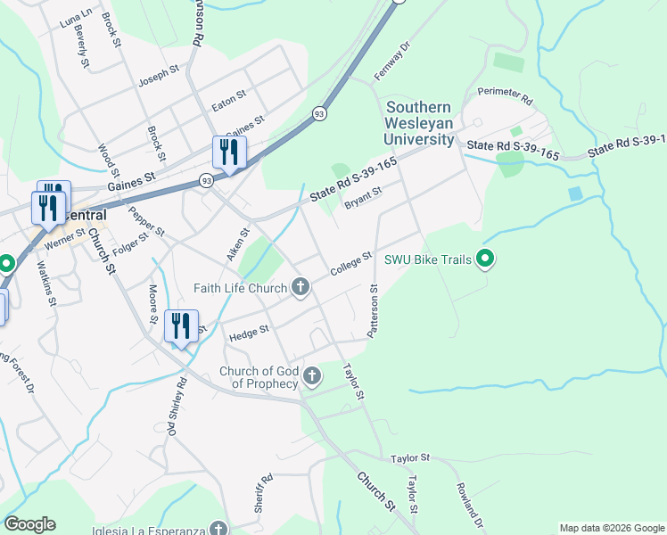 map of restaurants, bars, coffee shops, grocery stores, and more near 416 College Street in Central