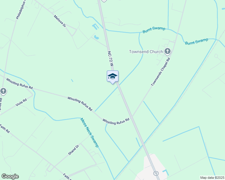 map of restaurants, bars, coffee shops, grocery stores, and more near 9703 North Carolina Highway 72 in Pembroke
