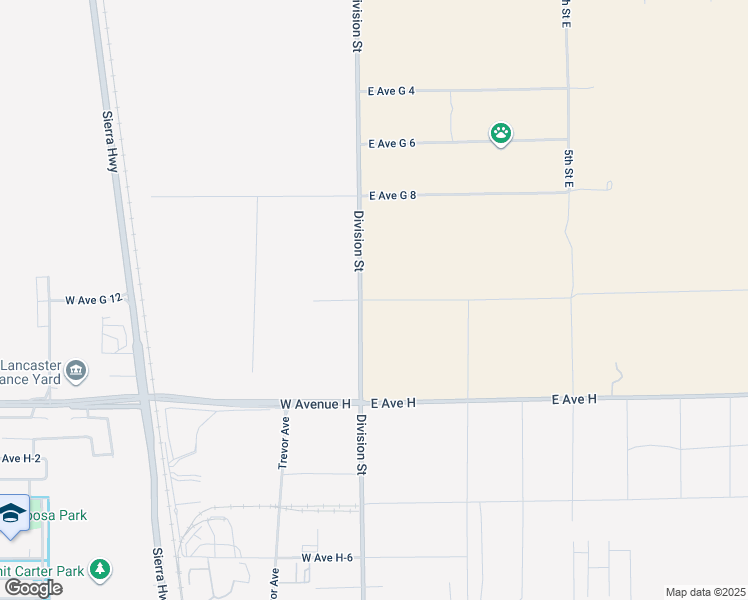map of restaurants, bars, coffee shops, grocery stores, and more near 117 East Avenue G 12 in Lancaster