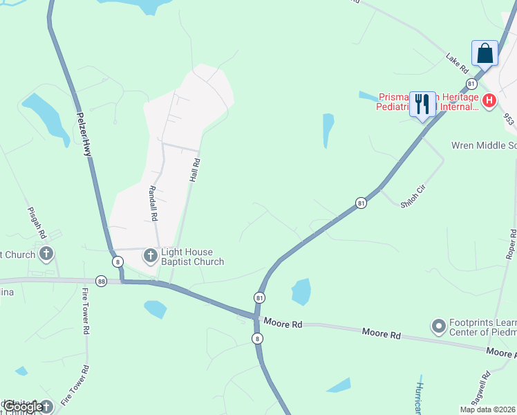 map of restaurants, bars, coffee shops, grocery stores, and more near 110 Brookstone Drive in Easley
