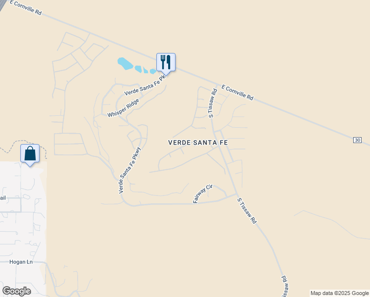 map of restaurants, bars, coffee shops, grocery stores, and more near 915 South Sandstone Court in Cornville