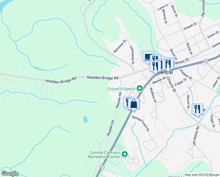 map of restaurants, bars, coffee shops, grocery stores, and more near 126 Perry Lane in Central