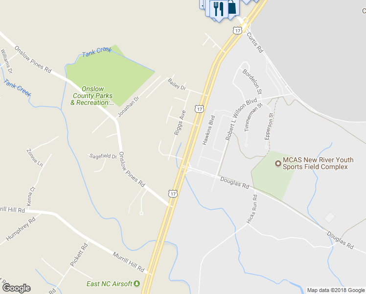 map of restaurants, bars, coffee shops, grocery stores, and more near 2290 Wilmington Highway in Jacksonville