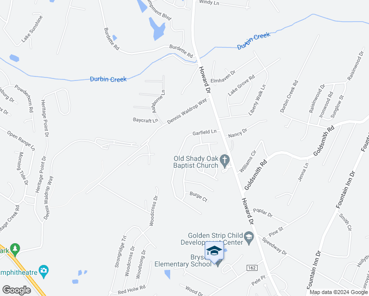 map of restaurants, bars, coffee shops, grocery stores, and more near 115 Garfield Lane in Simpsonville