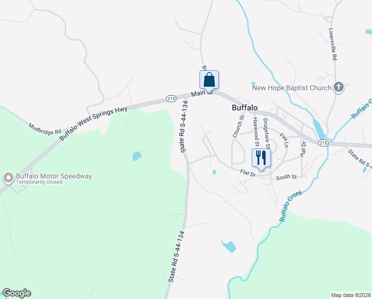 map of restaurants, bars, coffee shops, grocery stores, and more near 180 State Road S-44-134 in Buffalo