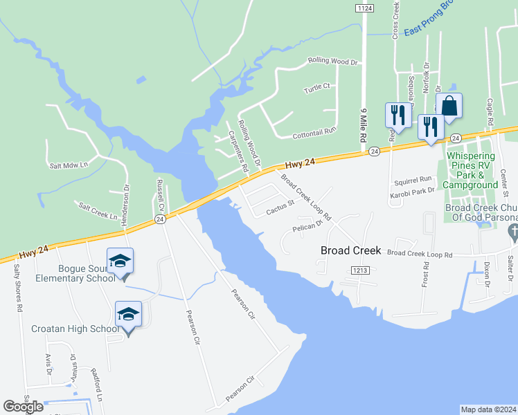map of restaurants, bars, coffee shops, grocery stores, and more near 112 South James Street in Newport
