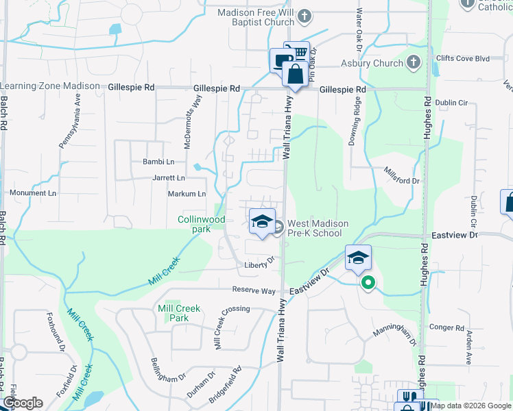 map of restaurants, bars, coffee shops, grocery stores, and more near 108 Abby Lane in Madison