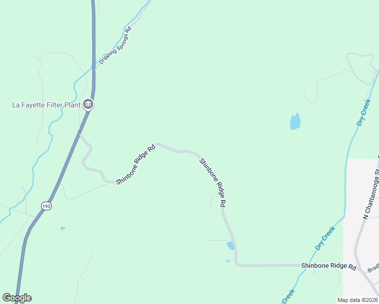 map of restaurants, bars, coffee shops, grocery stores, and more near Shinbone Ridge Road in LaFayette