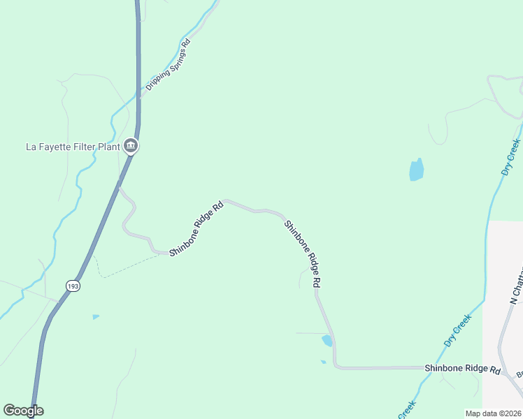 map of restaurants, bars, coffee shops, grocery stores, and more near Shinbone Ridge Road in LaFayette