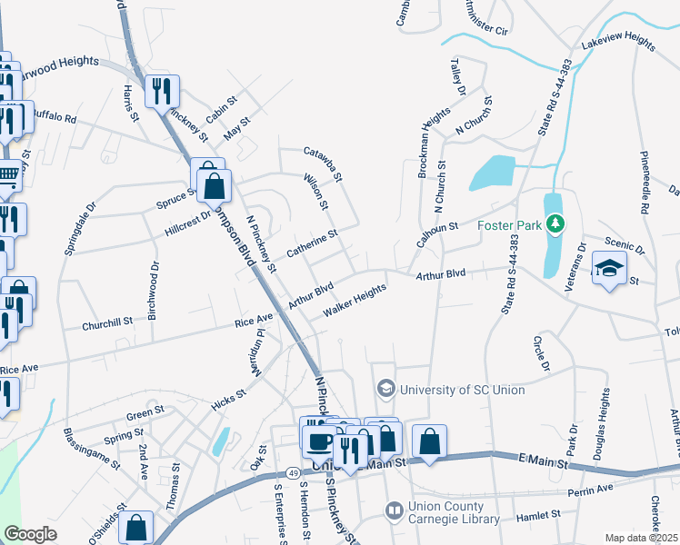 map of restaurants, bars, coffee shops, grocery stores, and more near 103 Crawford Street in Union