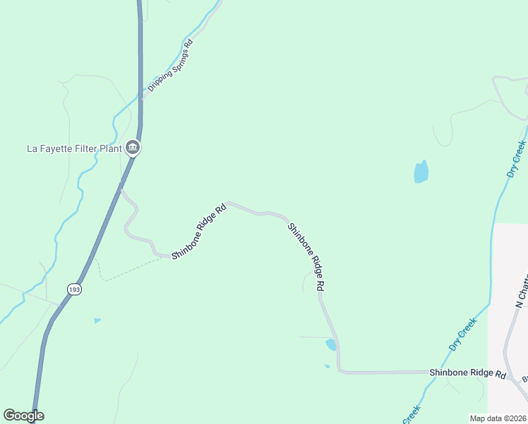 map of restaurants, bars, coffee shops, grocery stores, and more near Shinbone Ridge Road in LaFayette