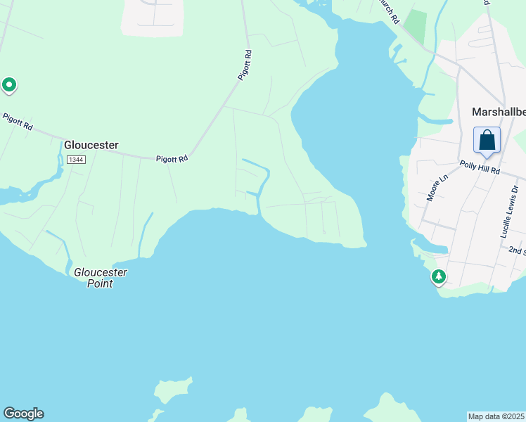 map of restaurants, bars, coffee shops, grocery stores, and more near 153 Blue Heron Lane in Gloucester