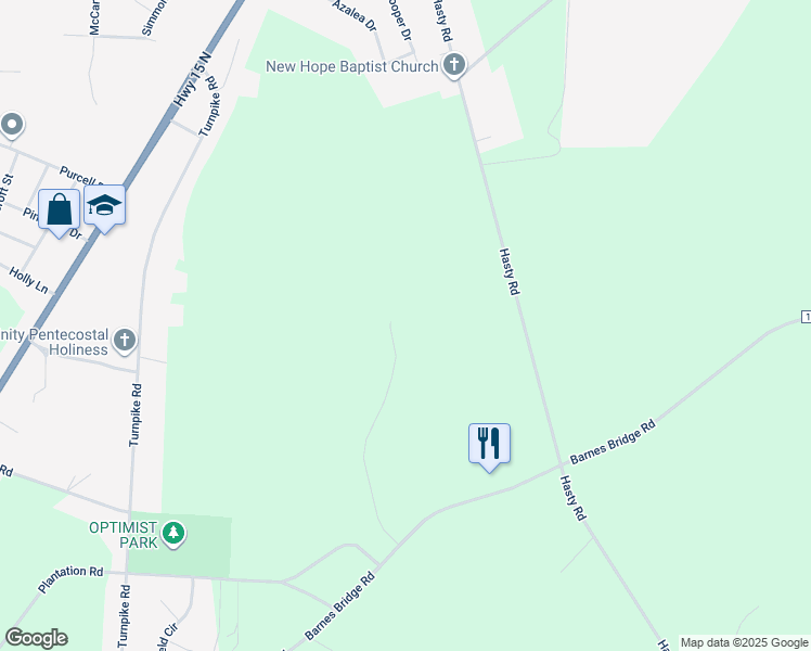 map of restaurants, bars, coffee shops, grocery stores, and more near 10461 Scotland Farm Road in Laurinburg