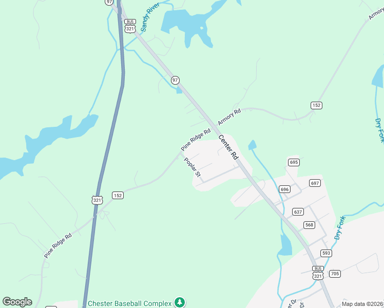 map of restaurants, bars, coffee shops, grocery stores, and more near 645 Pine Ridge Road in Chester