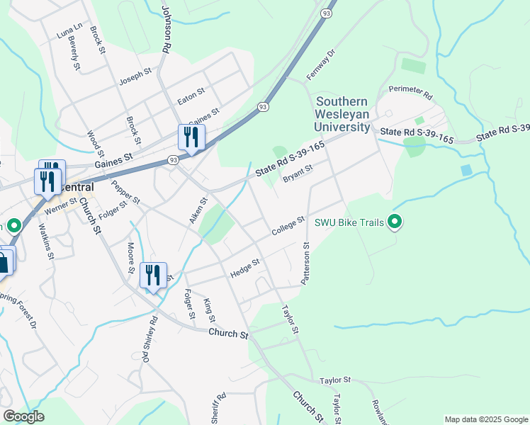map of restaurants, bars, coffee shops, grocery stores, and more near 207 Dunwoody Avenue in Central