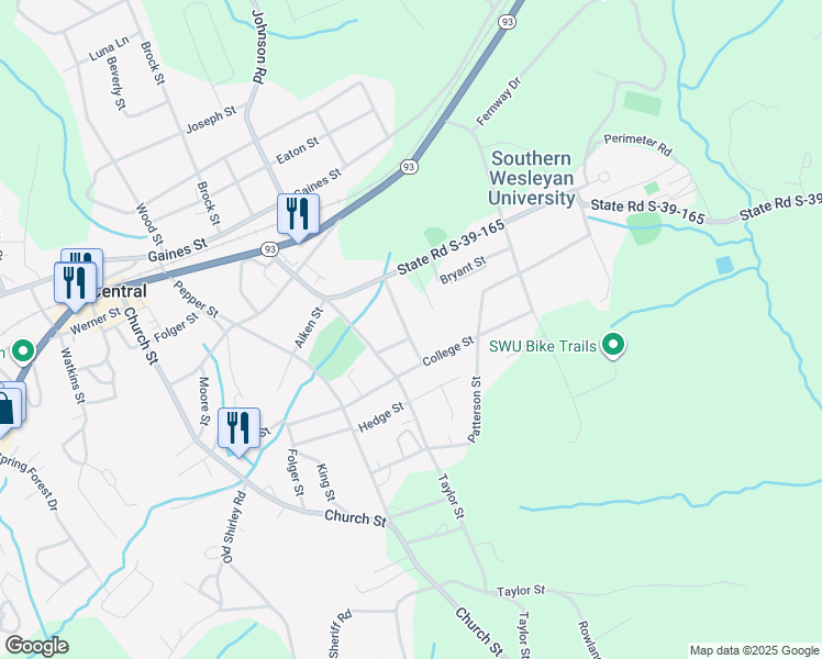 map of restaurants, bars, coffee shops, grocery stores, and more near 207 Dunwoody Avenue in Central