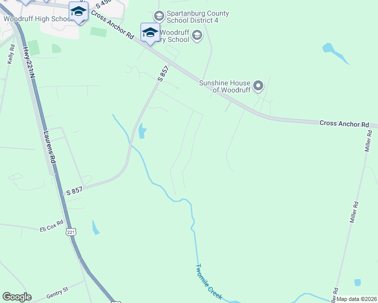 map of restaurants, bars, coffee shops, grocery stores, and more near 135 Old Timber Road in Woodruff