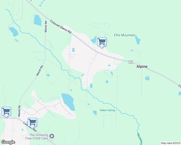 map of restaurants, bars, coffee shops, grocery stores, and more near 3525 Rocky Lane in Little Rock